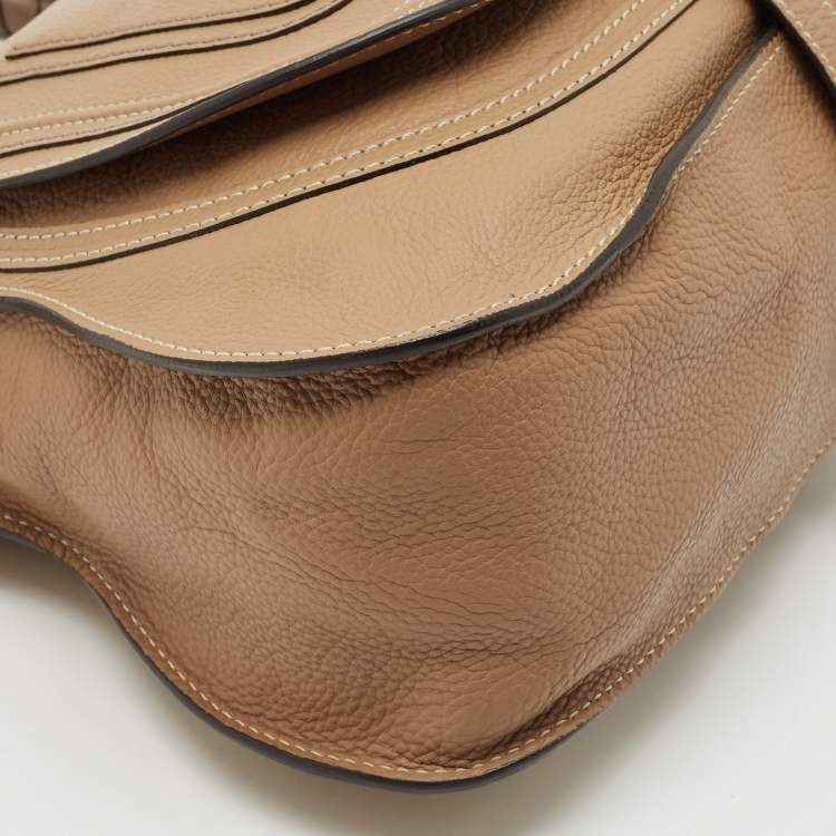 Pre Owned Chloe Two Tone Brown Leather Medium Marcie Shoulder Bag