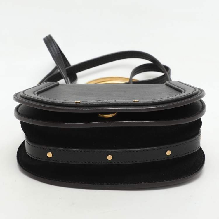 Pre Owned Chloé Black Leather and Suede Small Nile Bracelet Crossbody Bag