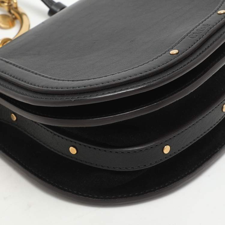 Pre Owned Chloé Black Leather and Suede Small Nile Bracelet Crossbody Bag