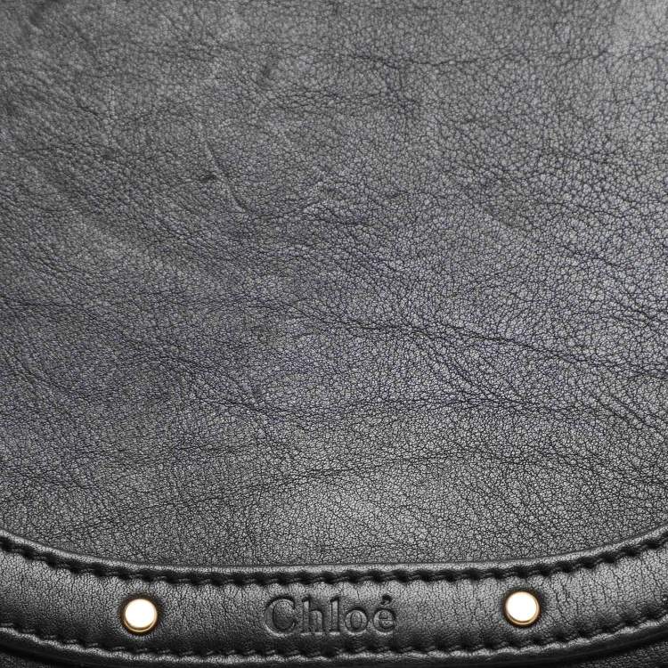 Pre Owned Chloé Black Leather and Suede Small Nile Bracelet Crossbody Bag