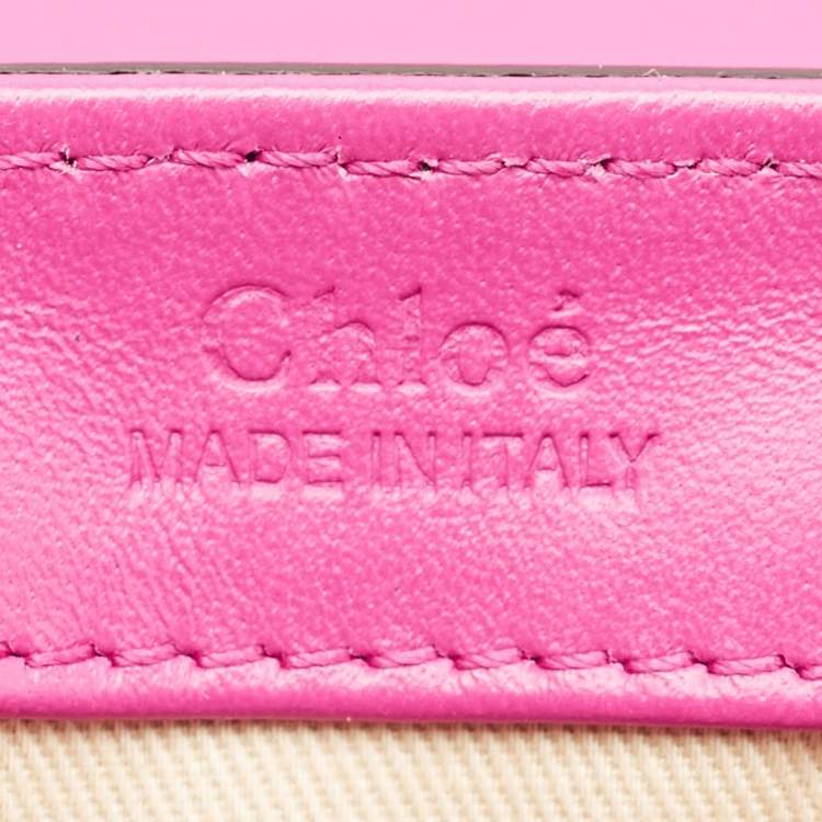 Pre Owned Chloé Pink Croc Embossed Leather Mini C Top Handle Bag