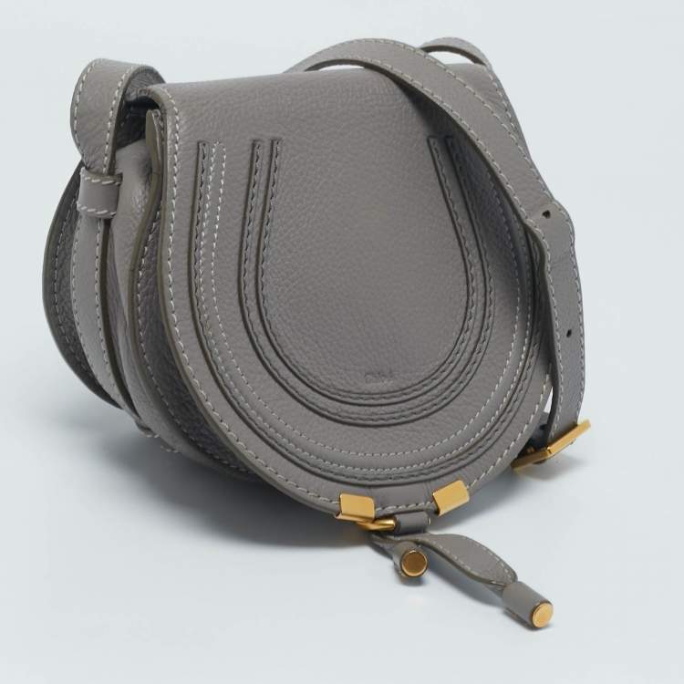 Pre Owned Chloe Grey Leather Mini Marcie Crossbody Bag