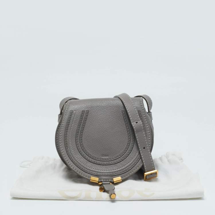 Pre Owned Chloe Grey Leather Mini Marcie Crossbody Bag
