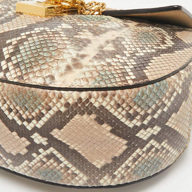 Pre Owned Chloe Multicolor Python Medium Drew Shoulder Bag