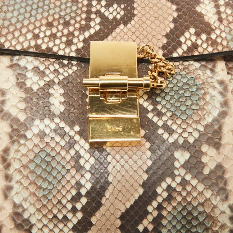 Pre Owned Chloe Multicolor Python Medium Drew Shoulder Bag
