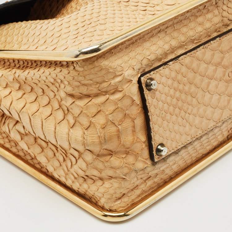 Pre Owned Chloe Beige Python Medium Sally Shoulder Bag