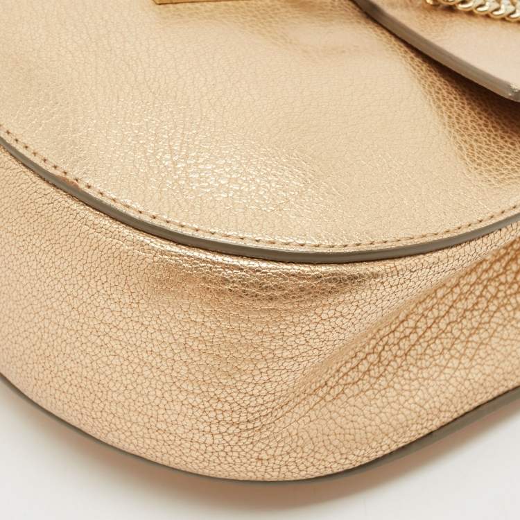 Pre Owned Chloe Gold Leather Small Drew Shoulder Bag