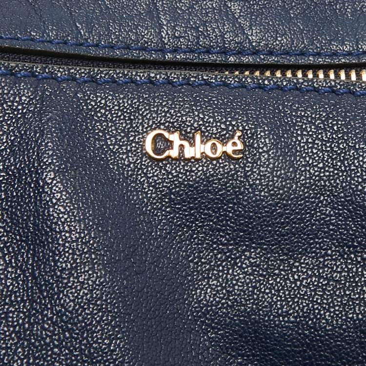 Pre Owned Chloe Navy Blue Leather Medium Elsie Top Handle Bag