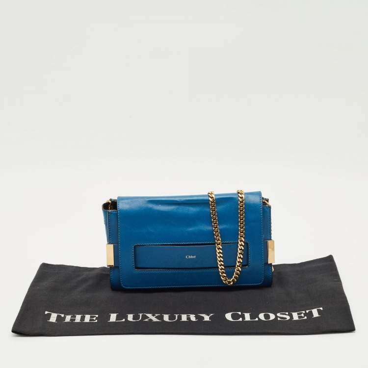 Pre Owned Chloe Blue Leather Elle Chain Clutch