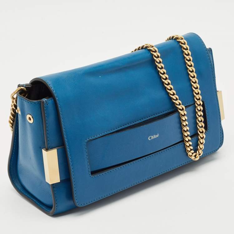 Pre Owned Chloe Blue Leather Elle Chain Clutch