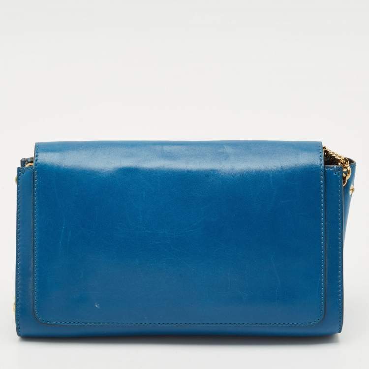 Pre Owned Chloe Blue Leather Elle Chain Clutch