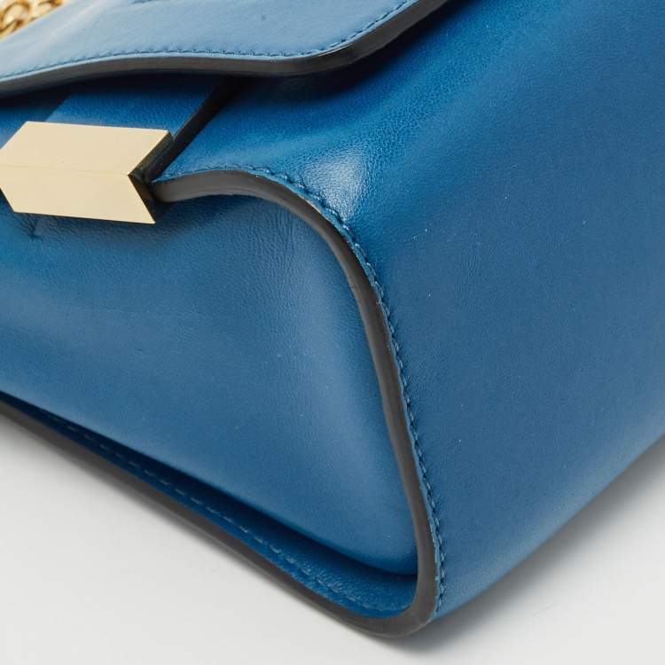 Pre Owned Chloe Blue Leather Elle Chain Clutch