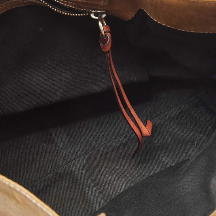 Pre Owned Chloe Black/Brown Denim and Leather Vintage Tote