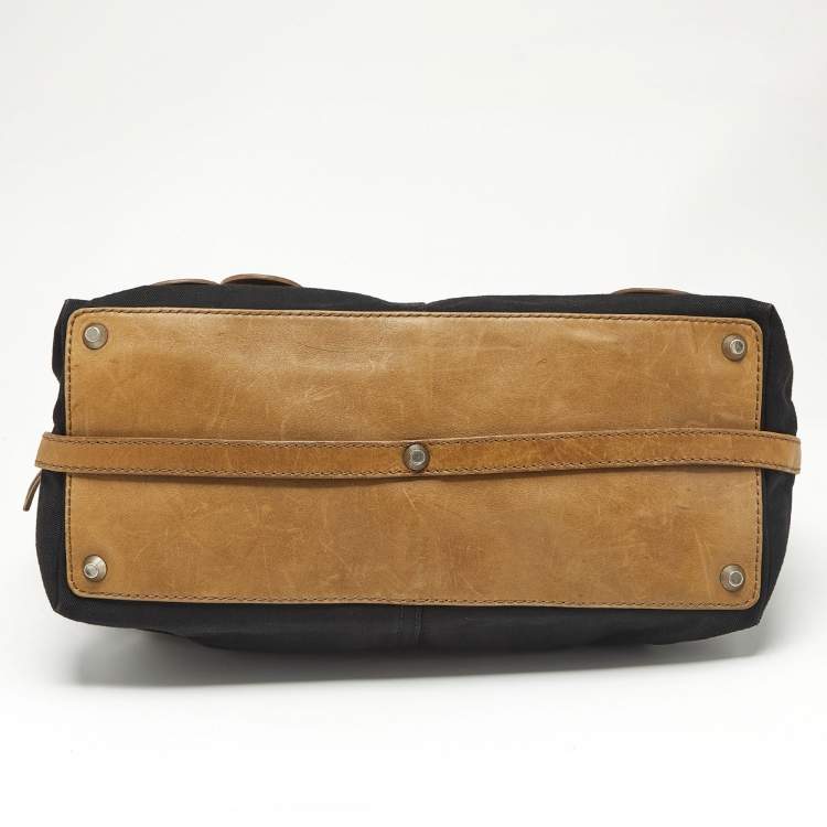Pre Owned Chloe Black/Brown Denim and Leather Vintage Tote