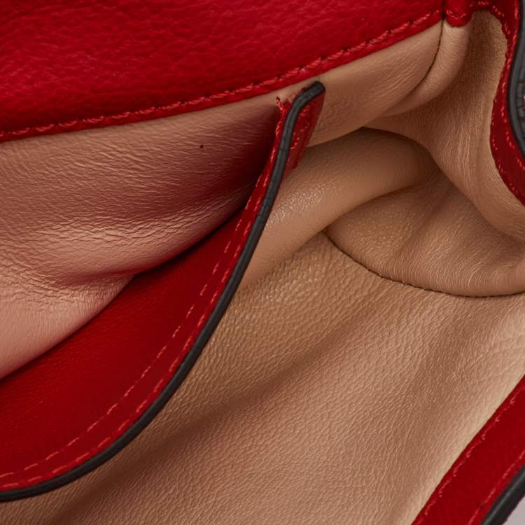 Pre Owned Chloe Red Leather Mini Elsie Crossbody Bag