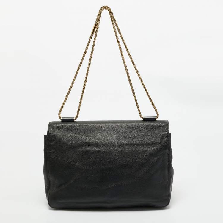 Pre Owned Chloe Black Leather Large Elsie Shoulder Bag