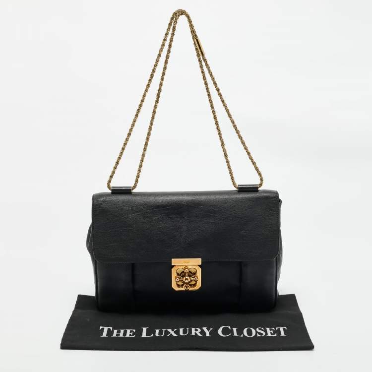 Pre Owned Chloe Black Leather Large Elsie Shoulder Bag