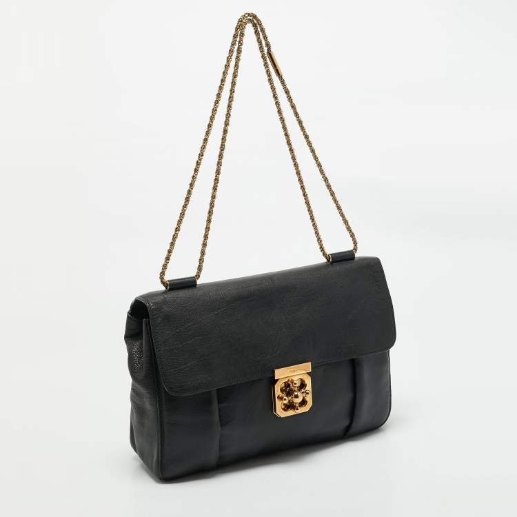 Pre Owned Chloe Black Leather Large Elsie Shoulder Bag