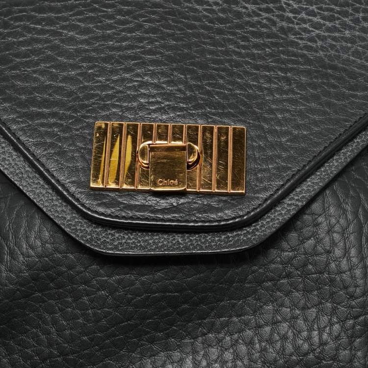 Pre Owned Chloe Black Leather Medium Sally Flap Shoulder Bag