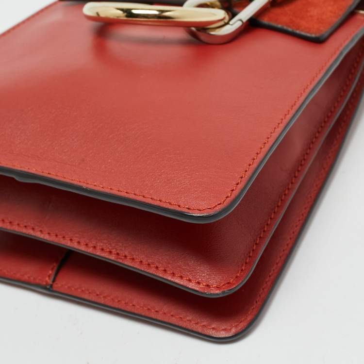 Pre Owned Chloe Brick Leather and Suede Mini Faye Crossbody Bag