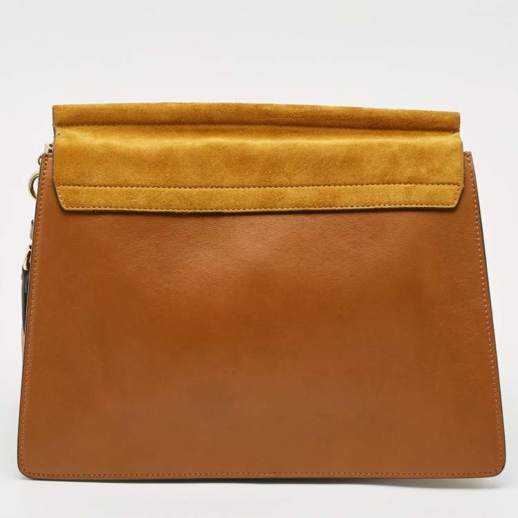 Pre Owned Chloe Tan/Mustard Leather and Suede Faye Medium Shoulder Bag