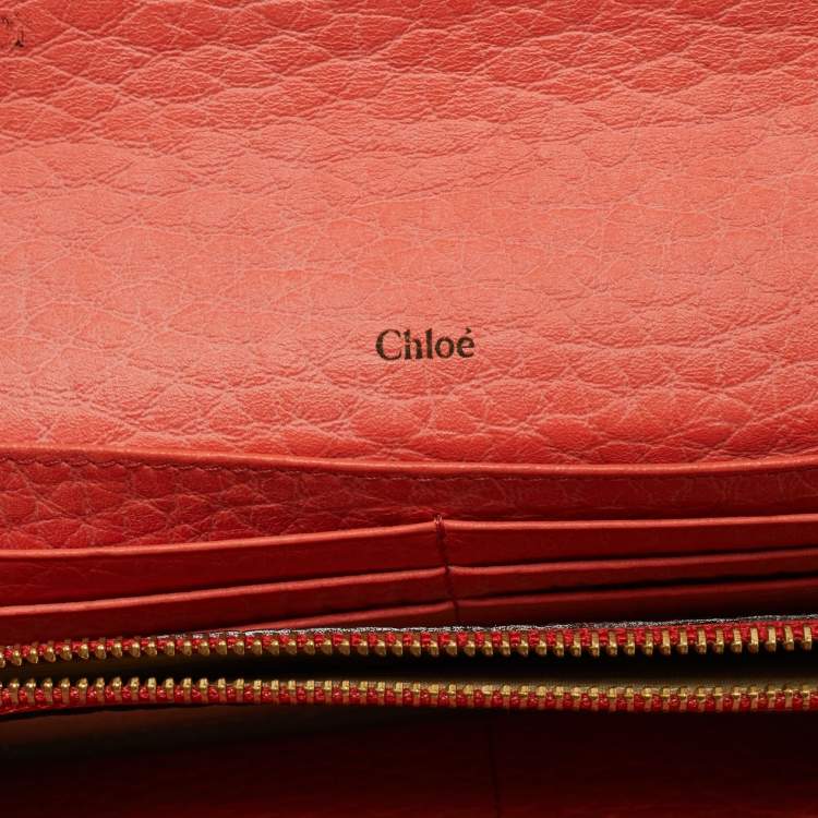 Pre Owned Chloe Orange Leather Sally Wallet
