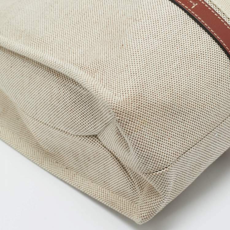 Pre Owned Chloé Beige/Brown Canvas and Leather Large Woody Tote