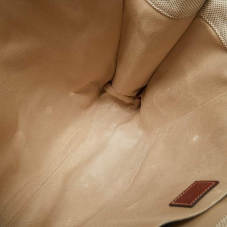 Pre Owned Chloé Beige/Brown Canvas and Leather Large Woody Tote