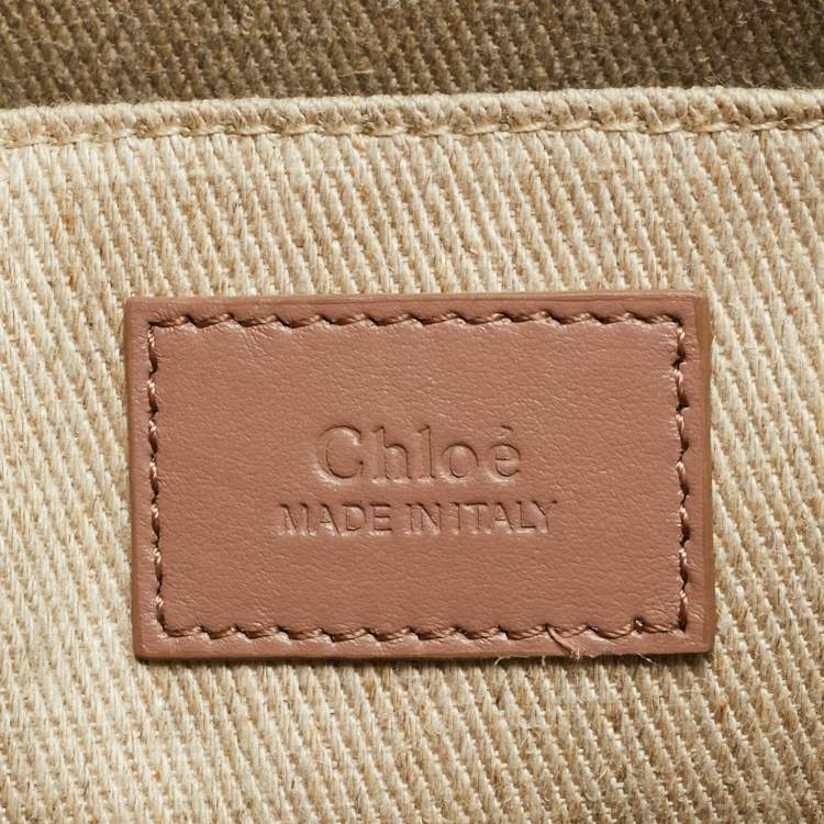 Pre Owned Chloe Dark Beige Leather Medium Woody Tote