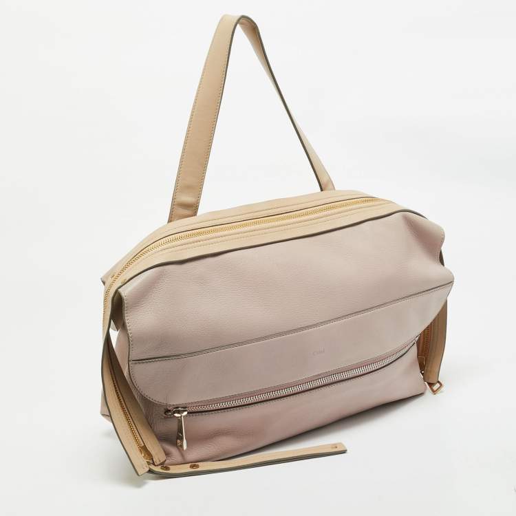 Pre Owned Chloe Pink/Beige Leather Dalston Shoulder Bag