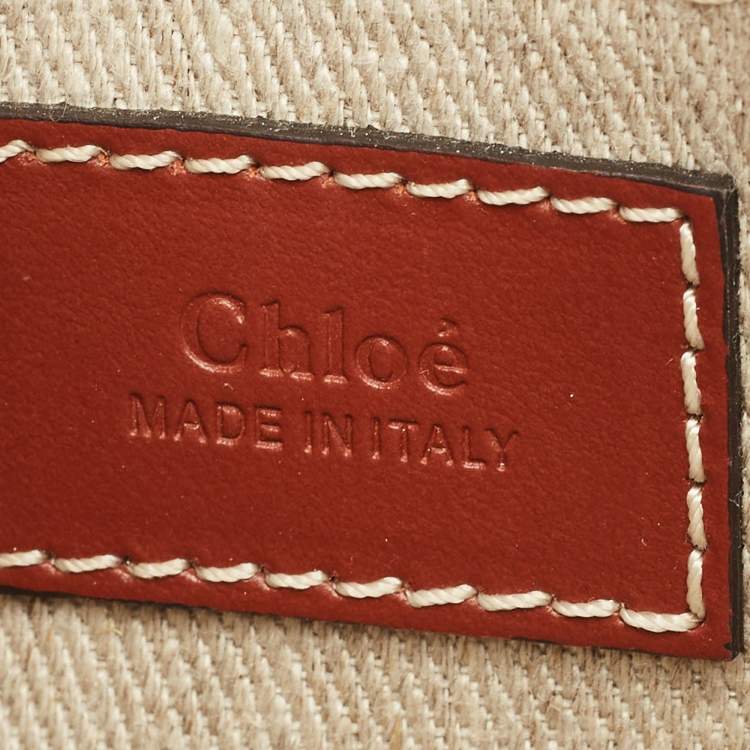 Pre Owned Chloe Brown/Beige Canvas and Leather Mini Woody Tote