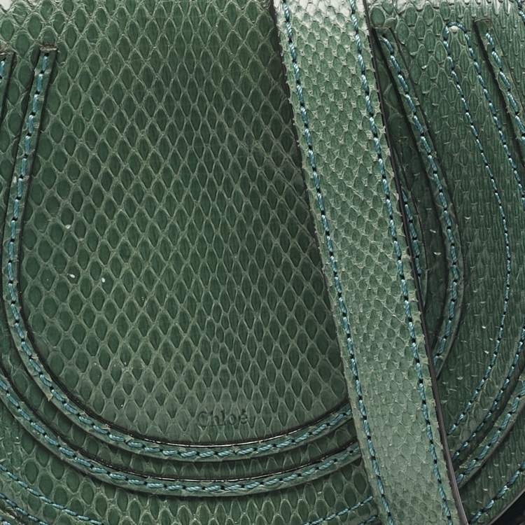 Pre Owned Chloe Green Snakeskin Mini Marcie Crossbody Bag
