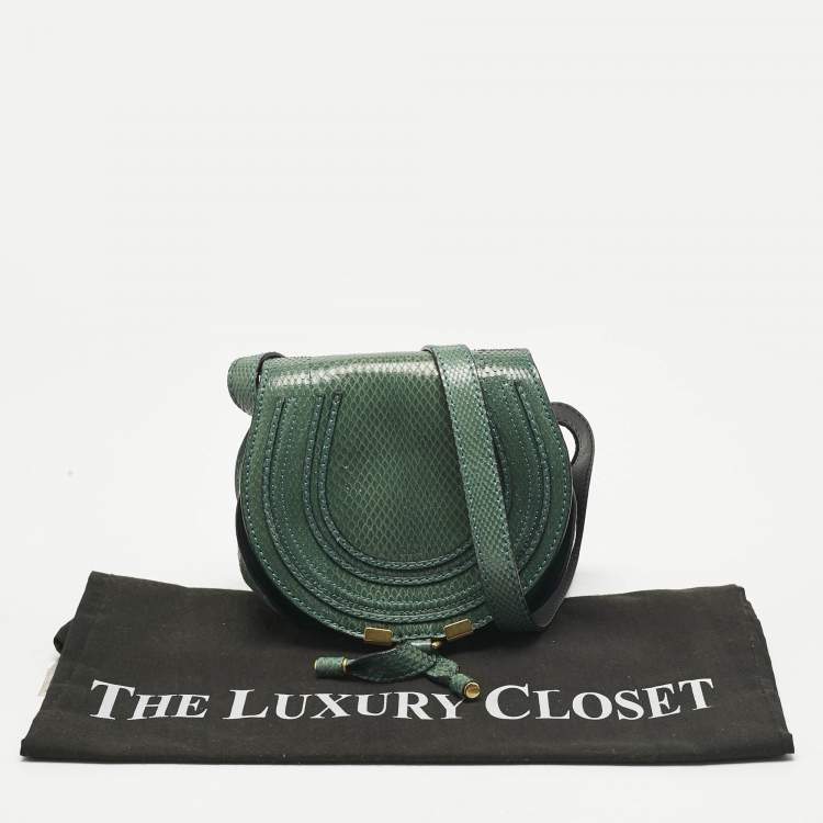 Pre Owned Chloe Green Snakeskin Mini Marcie Crossbody Bag