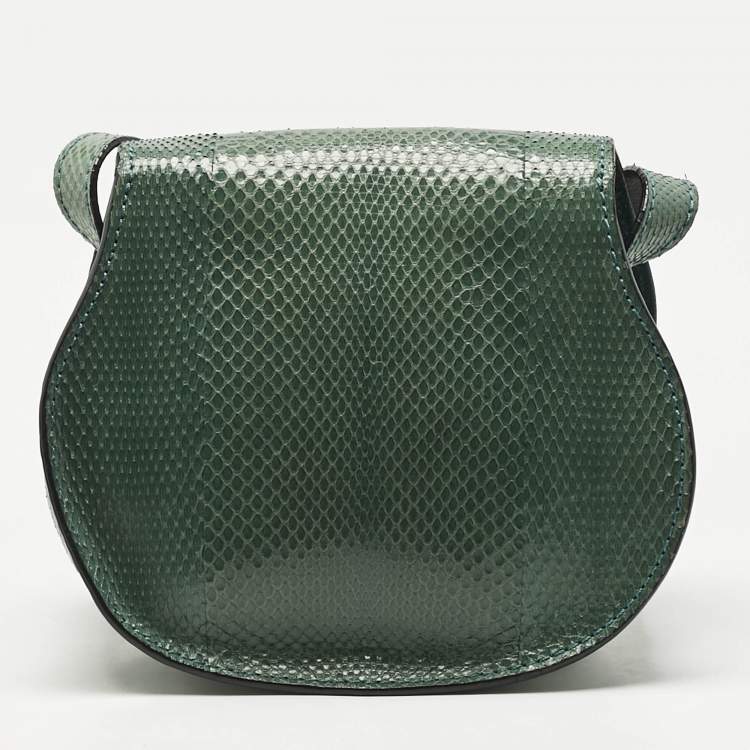 Pre Owned Chloe Green Snakeskin Mini Marcie Crossbody Bag