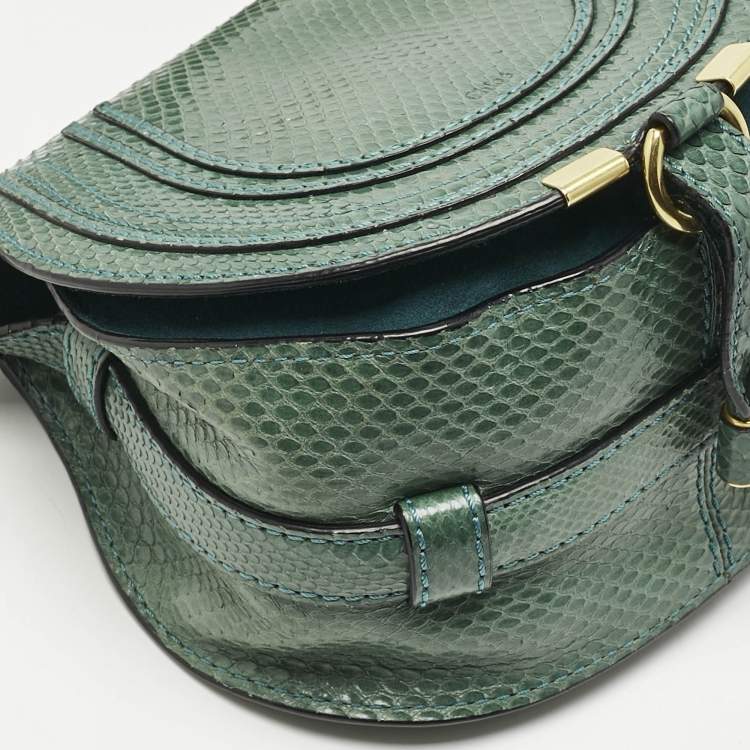 Pre Owned Chloe Green Snakeskin Mini Marcie Crossbody Bag