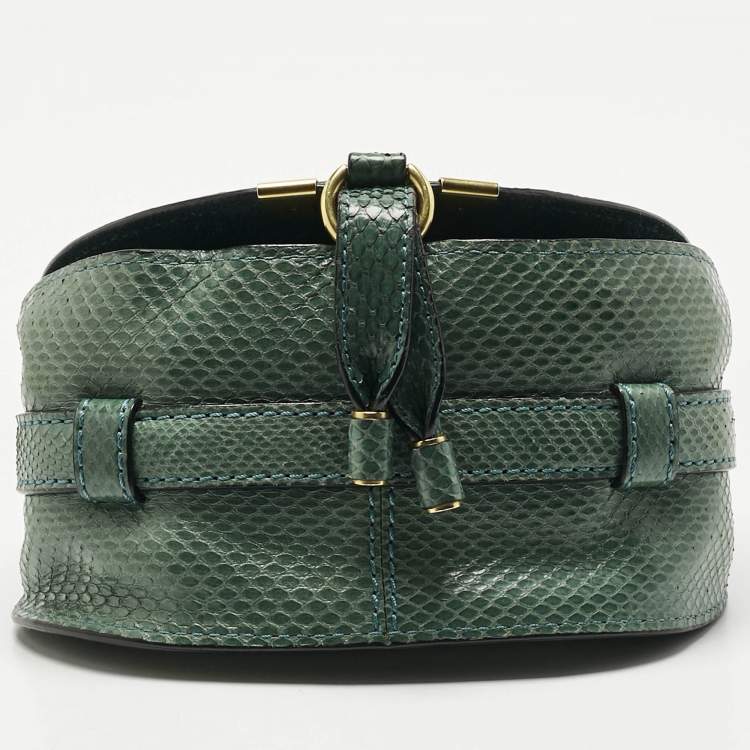 Pre Owned Chloe Green Snakeskin Mini Marcie Crossbody Bag
