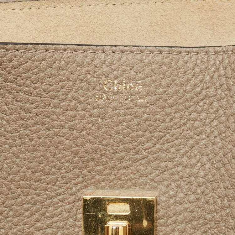 Pre Owned Chloe Taupe Grey Leather Small Drew Shoulder Bag