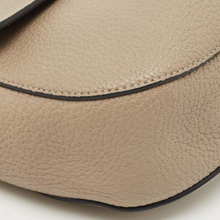 Pre Owned Chloe Taupe Grey Leather Small Drew Shoulder Bag
