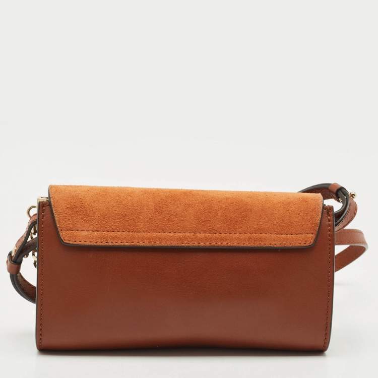 Pre Owned Chloe Brown Leather and Suede Mini Faye Shoulder Bag