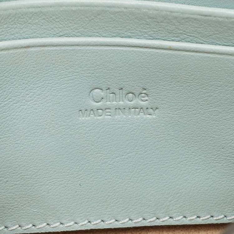 Pre Owned Chloe Light Blue Leather and Suede Mini Faye Shoulder Bag