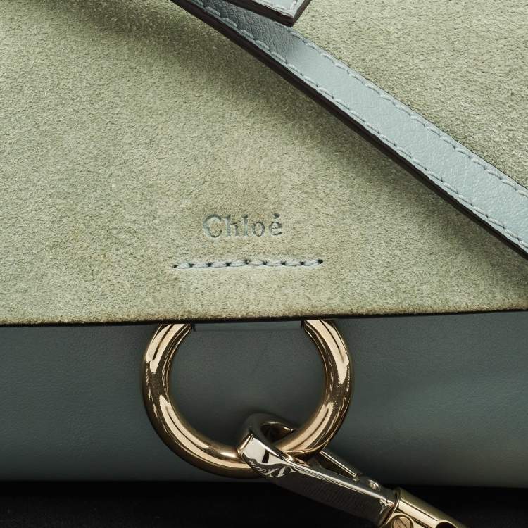 Pre Owned Chloe Light Blue Leather and Suede Mini Faye Shoulder Bag