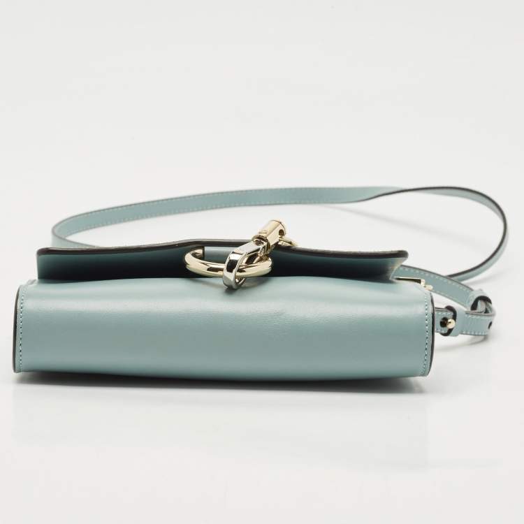 Pre Owned Chloe Light Blue Leather and Suede Mini Faye Shoulder Bag