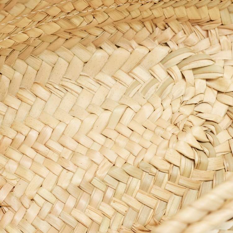 Pre Owned Chloé Mustard/Beige Woven Raffia and Leather Marcie Basket Bag