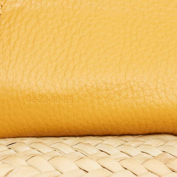 Pre Owned Chloé Mustard/Beige Woven Raffia and Leather Marcie Basket Bag