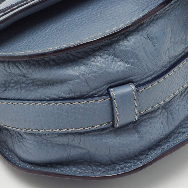 Pre Owned Chloe Blue Leather Mini Marcie Crossbody Bag