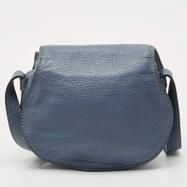 Pre Owned Chloe Blue Leather Mini Marcie Crossbody Bag