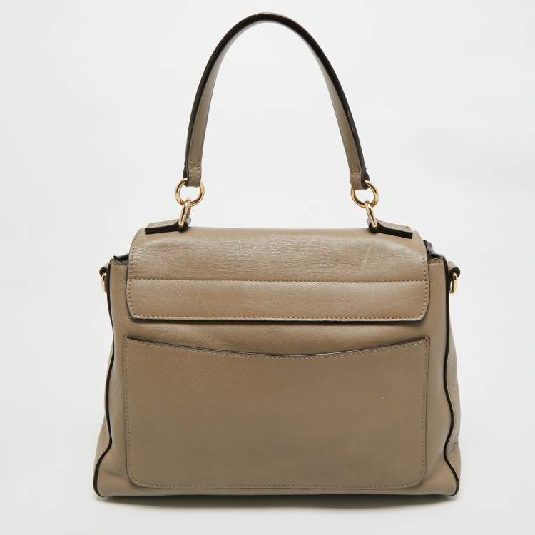 Pre Owned Chloé Motty Grey Leather Small Faye Day Shoulder Bag