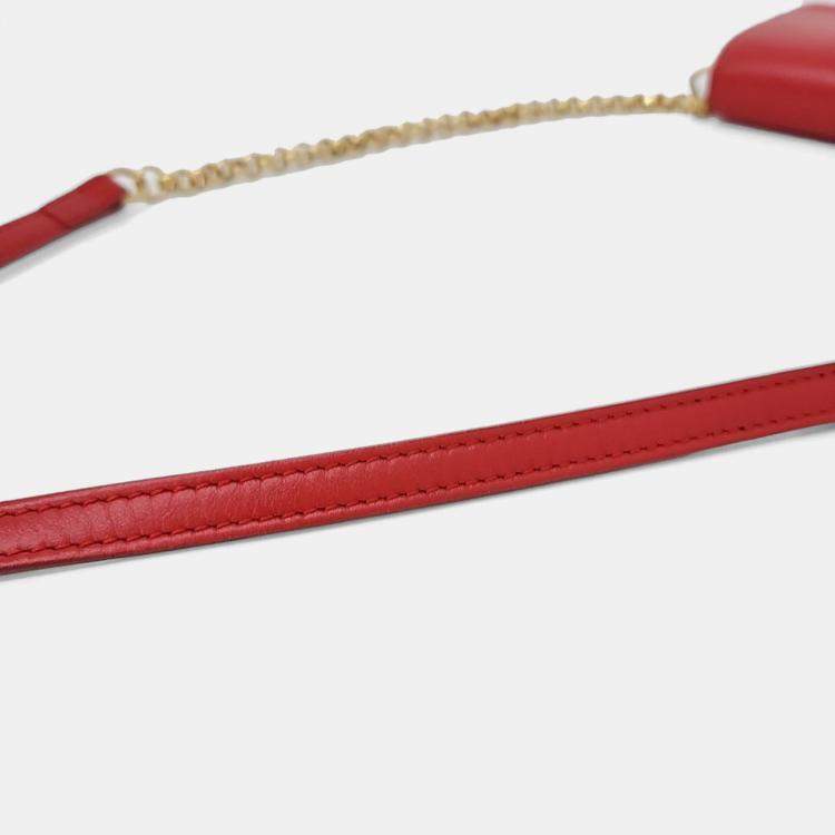 Pre Owned Chloe Red Leather C Chain Crossbody Bag