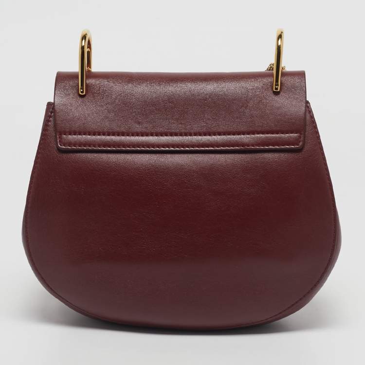 Pre Owned Chloe Burgundy Leather and Suede Medium Drew Shoulder Bag