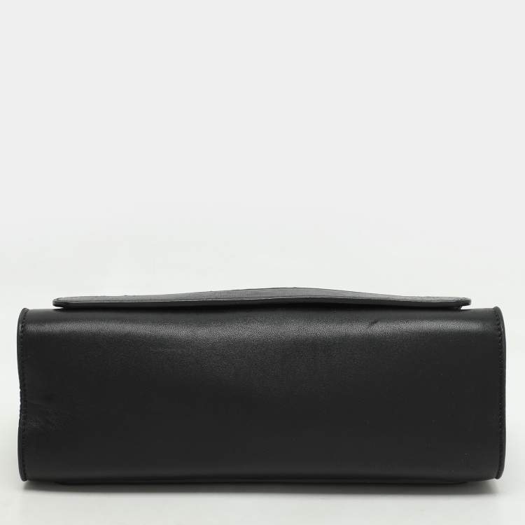 Pre Owned Chloe Black Leather and Python Trim Elle Chain Clutch